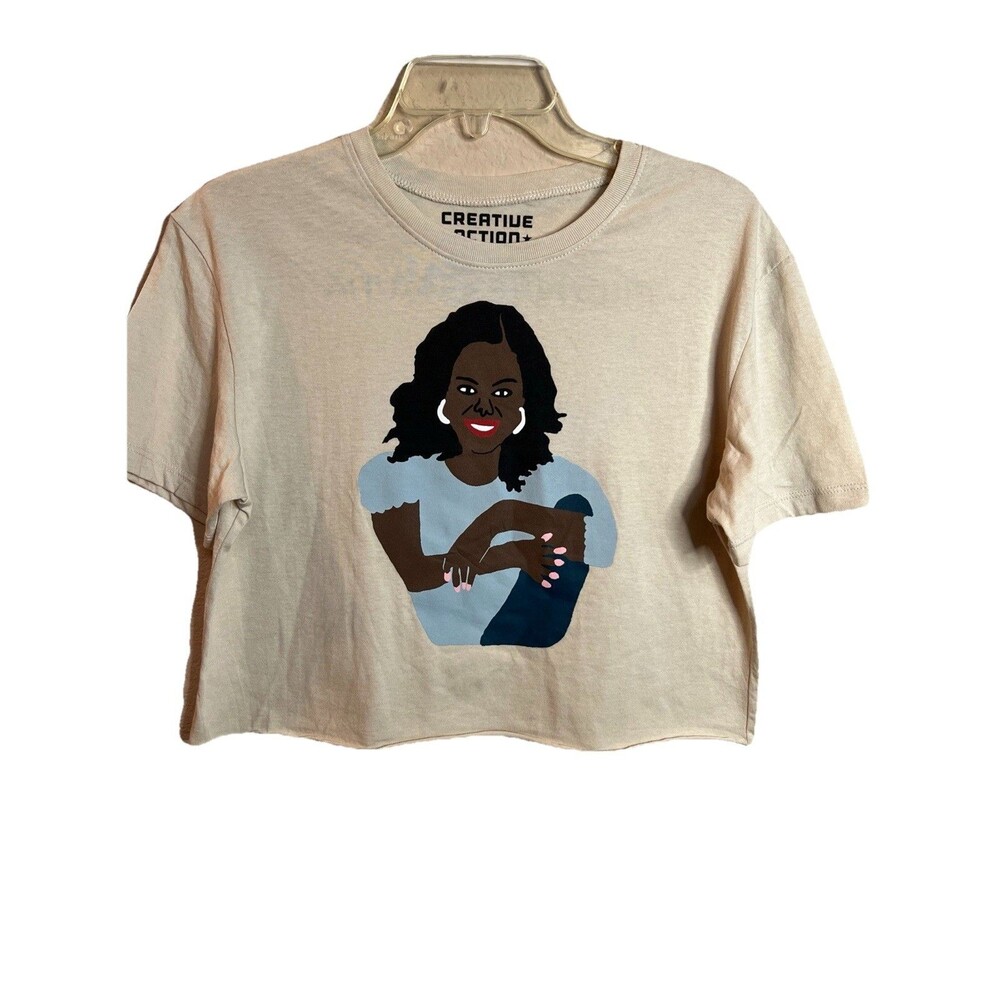 Michelle‎ Obama Cropped Tan Tshirt Size Medium NWOT
